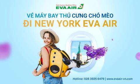 Dịch vụ đặt vé máy bay thú cưng chó mèo đi New York EVA Air